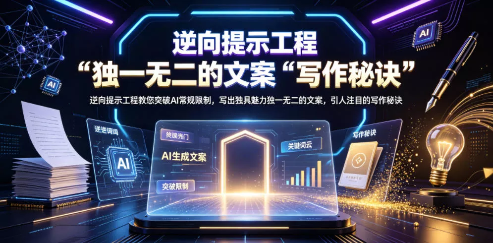 逆向提示工程教您突破AI常规限制，写出独具魅力独一无二的文案，引人注目的写作秘诀【原创双语字幕】 一点学习助手-零基础自学教程-副业项目-兴趣学习-网盘拉新平台-英语启蒙项目资源网