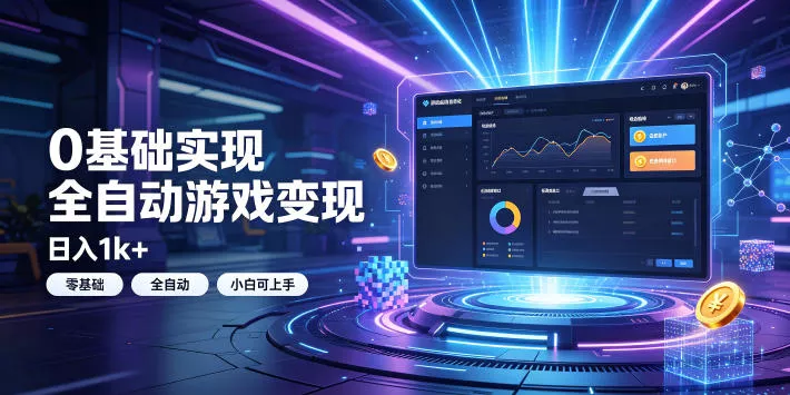 0基础实现全自动游戏变现，日入1k+，小白直接上手搞钱！【揭秘】 一点学习助手-零基础自学教程-副业项目-兴趣学习-网盘拉新平台-英语启蒙项目资源网