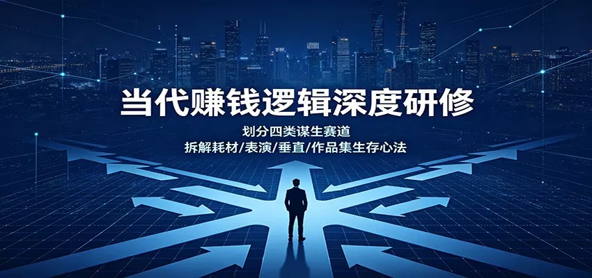当代赚钱逻辑深度研修：划分四类谋生赛道，拆解耗材/表演/垂直/作品集生存心法 一点学习助手-零基础自学教程-副业项目-兴趣学习-网盘拉新平台-英语启蒙项目资源网