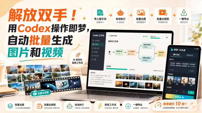 解放双手！用Codex操作即梦，自动批量生成图片和视频 一点学习助手-零基础自学教程-副业项目-兴趣学习-网盘拉新平台-英语启蒙项目资源网