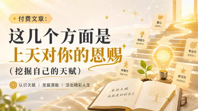 付费文章：这几个方面是上天对你的恩赐(挖掘自己的天赋) 一点学习助手-零基础自学教程-副业项目-兴趣学习-网盘拉新平台-英语启蒙项目资源网