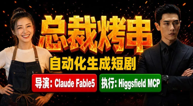Claude Fable5担任导演+Higgsfield MCP落地执行｜《总裁烤串》真人质感短剧全自动AI生成全流程教学 一点学习助手-零基础自学教程-副业项目-兴趣学习-网盘拉新平台-英语启蒙项目资源网