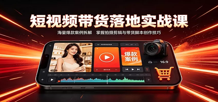 短视频带货落地实战课：海量爆款案例拆解，掌握拍摄剪辑与带货脚本创作技巧 一点学习助手-零基础自学教程-副业项目-兴趣学习-网盘拉新平台-英语启蒙项目资源网