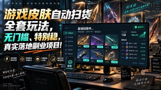 游戏皮肤自动扫货全套玩法，无门槛、特别稳，真实落地副业项目！【揭秘】 一点学习助手-零基础自学教程-副业项目-兴趣学习-网盘拉新平台-英语启蒙项目资源网