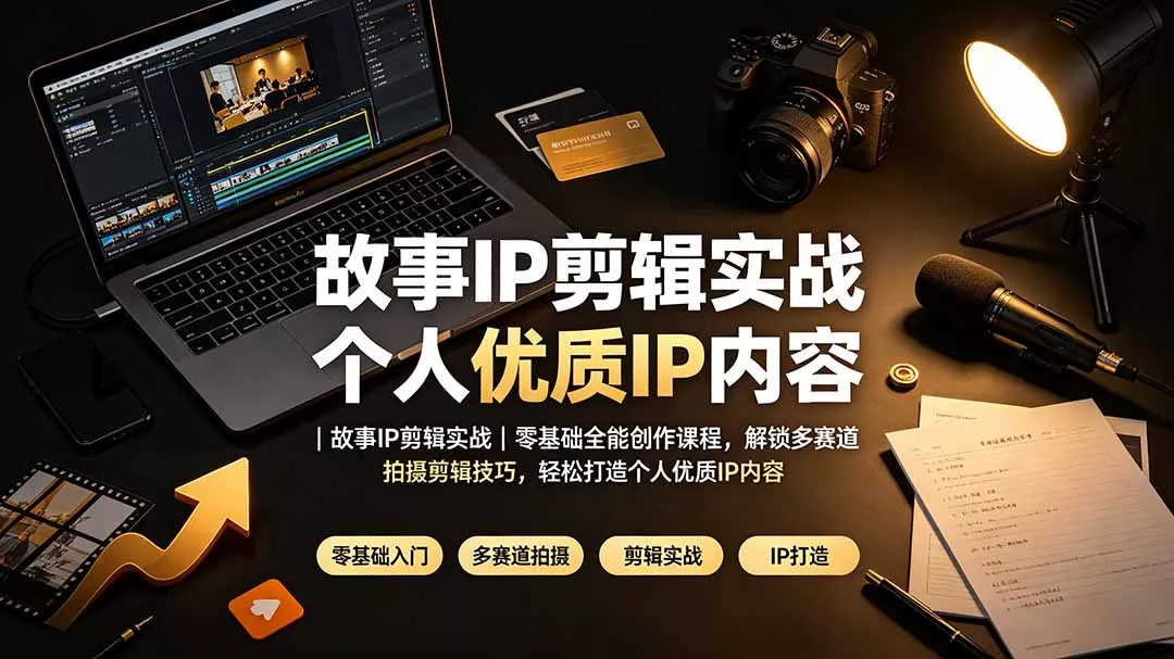 故事IP剪辑实战｜零基础全能创作课程，解锁多赛道拍摄剪辑技巧，轻松打造个人优质IP内容 一点学习助手-零基础自学教程-副业项目-兴趣学习-网盘拉新平台-英语启蒙项目资源网