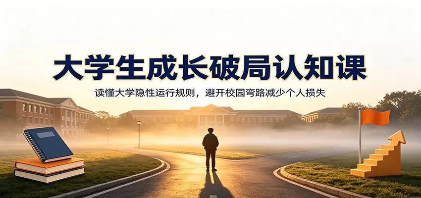 大学生成长破局认知课：读懂大学隐性运行规则，避开校园弯路减少个人损失 一点学习助手-零基础自学教程-副业项目-兴趣学习-网盘拉新平台-英语启蒙项目资源网