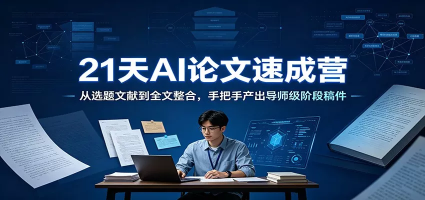 21天AI论文速成营：从选题文献到全文整合，手把手产出导师级阶段稿件 一点学习助手-零基础自学教程-副业项目-兴趣学习-网盘拉新平台-英语启蒙项目资源网