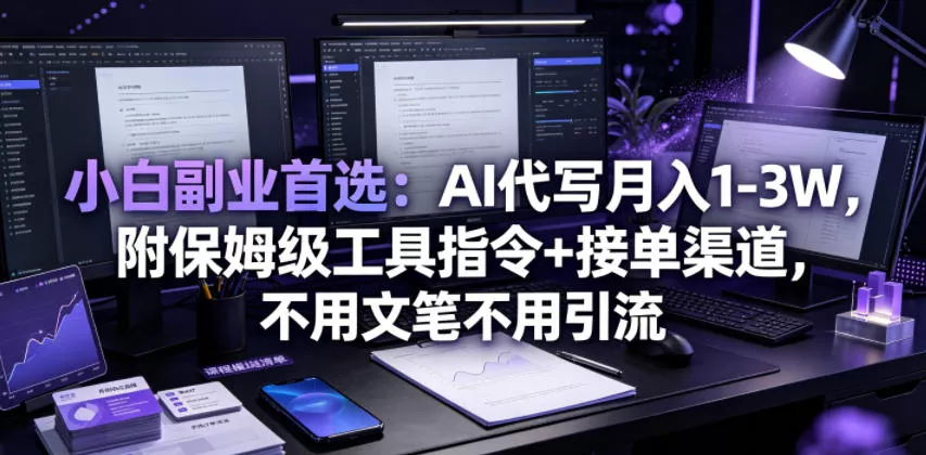 小白副业首选：AI代写月入1-3W，附保姆级工具指令+接单渠道，不用文笔不用引流【揭秘】 一点学习助手-零基础自学教程-副业项目-兴趣学习-网盘拉新平台-英语启蒙项目资源网