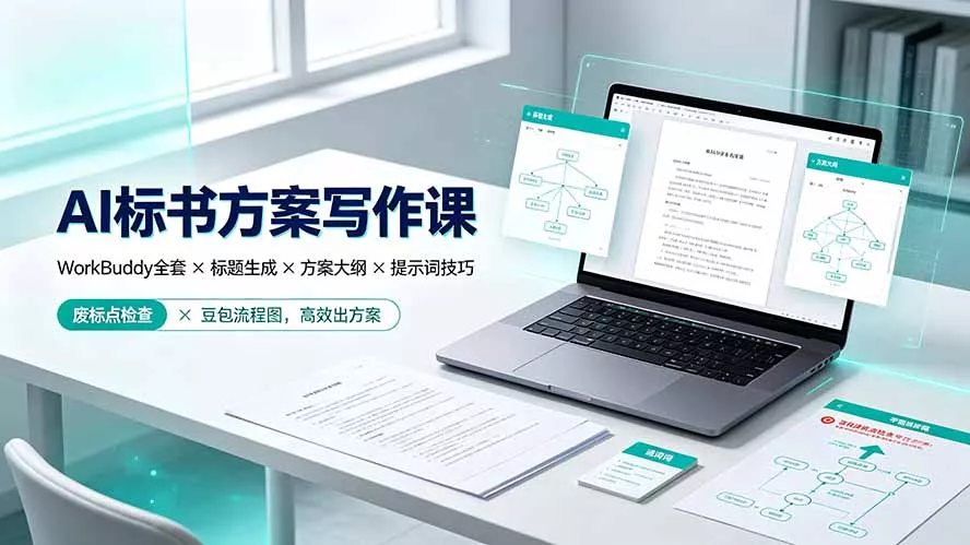 AI标书方案写作课：WorkBuddy全套×标题生成×方案大纲×提示词技巧×废标点检查×豆包流程图，高效出方案 一点学习助手-零基础自学教程-副业项目-兴趣学习-网盘拉新平台-英语启蒙项目资源网