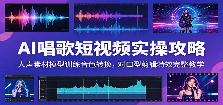 AI唱歌短视频实操攻略：人声素材模型训练音色转换，对口型剪辑特效完整教学 一点学习助手-零基础自学教程-副业项目-兴趣学习-网盘拉新平台-英语启蒙项目资源网