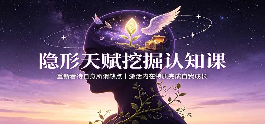 隐形天赋挖掘认知课：重新看待自身所谓缺点，激活内在特质完成自我成长 一点学习助手-零基础自学教程-副业项目-兴趣学习-网盘拉新平台-英语启蒙项目资源网